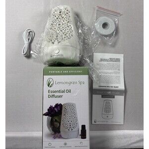 Lemongrass Spa Essential Oil Diffuser White USB Portable Fan Diffuser New